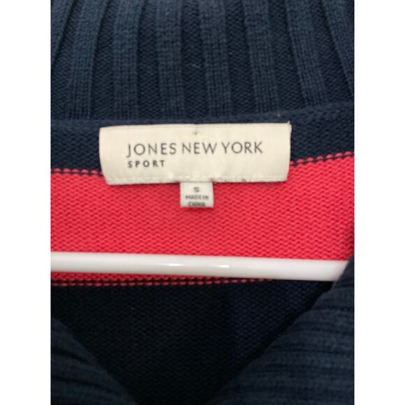 VTG Y2K Jones Sport Womens Striped Knit Sweater Ribbed Size Small Fold Collar - Picture 6 of 7